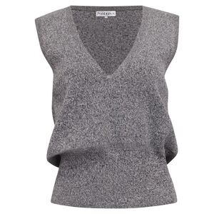 Jw Anderson V-Neck Lace-Trimmed Vest Top in Grey Cotton